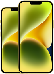 มุมมองด้านหน้าของ iPhone 14 ขนาด 6.1 นิ้ว และมุมมองด้านหน้าของ iPhone 14 Plus ขนาด 6.7 นิ้ว